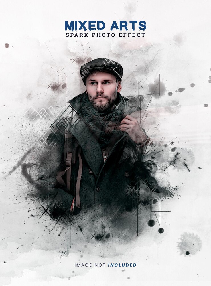 PSD portret osoby z makietą efektu akwareli