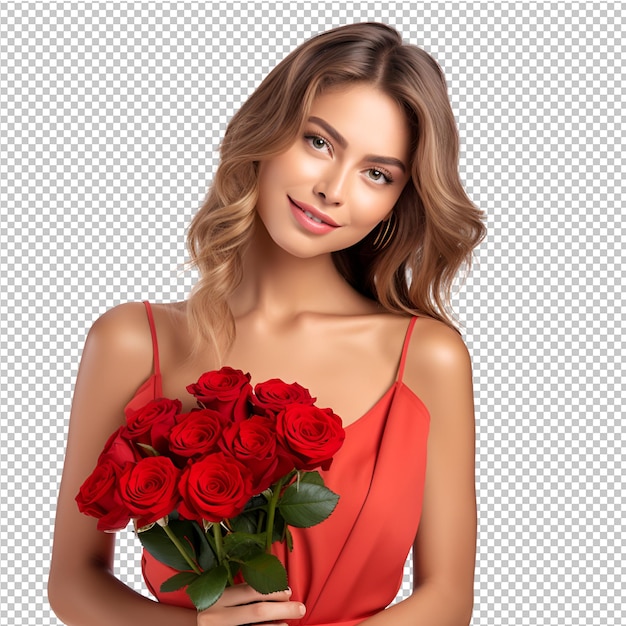 PSD portret piękności młoda dziewczyna i kwiat