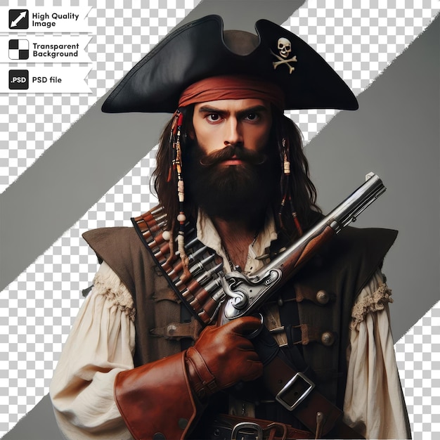 PSD portret pirata na przezroczystym tle