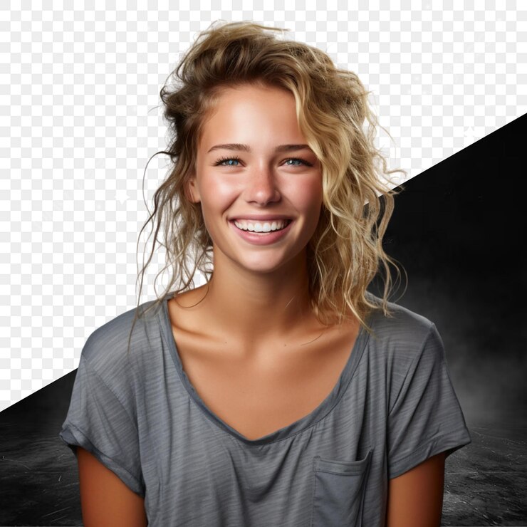 PSD portret uśmiechniętej kobiety