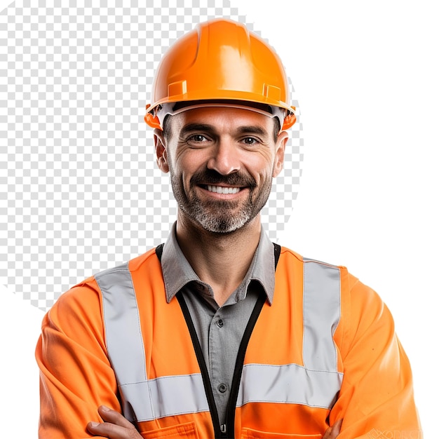 PSD portret van bouwvakker geïsoleerd op een witte achtergrond