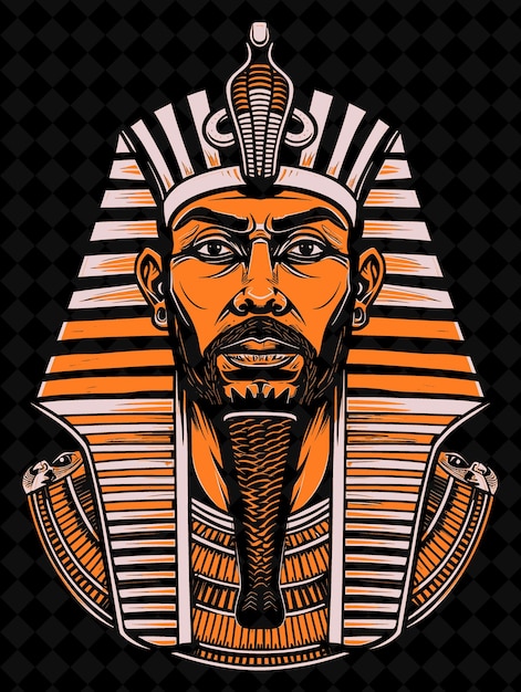 PSD portret van een egyptische farao met een nemes-hoofdstuk en levendig kleurenontwerp png-collecties