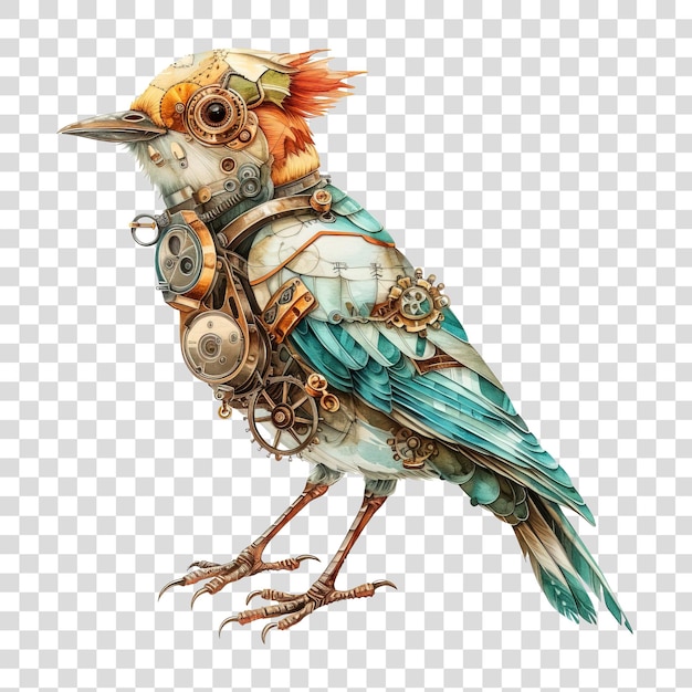 PSD portret van een eigenzinnige steampunkvogel steampunk vogel kunst mechanische vogels png