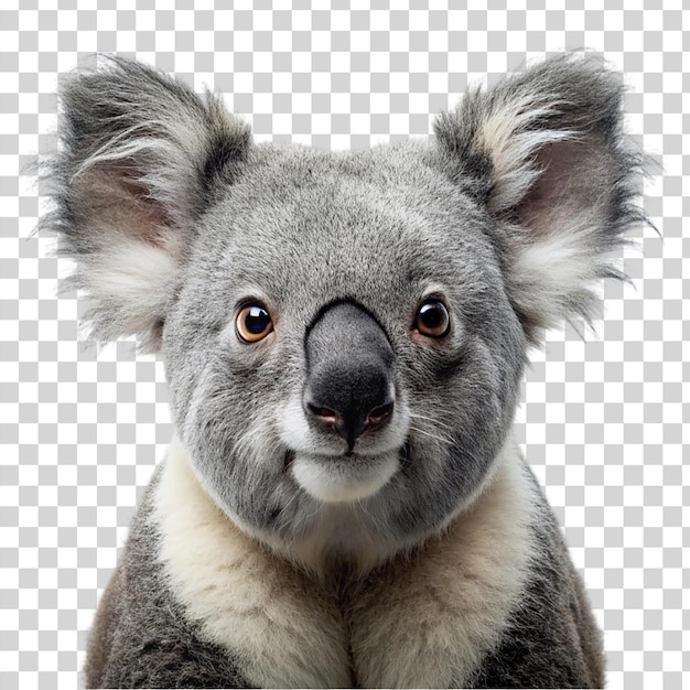 PSD portret van een geïsoleerde koala op een doorzichtige achtergrond