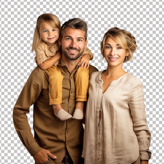 PSD portret van een gelukkig gezin moeder vader en kind geïsoleerde achtergrond