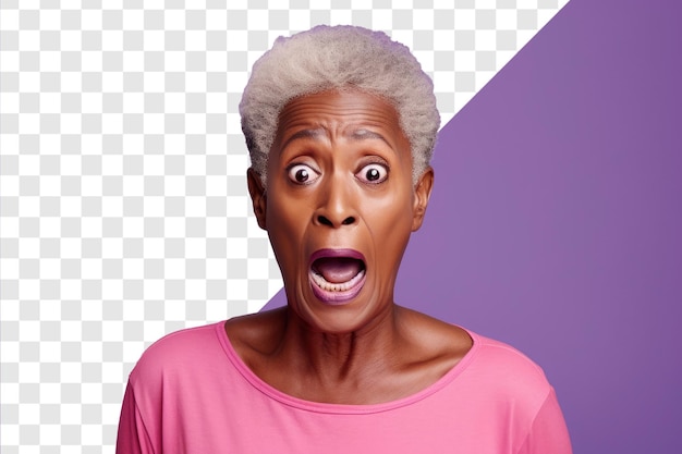 PSD portret van een geschokt gezicht van een afrikaanse oudere vrouw