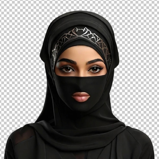 PSD portret van een gesluierde islamitische vrouw met een zwarte hijab