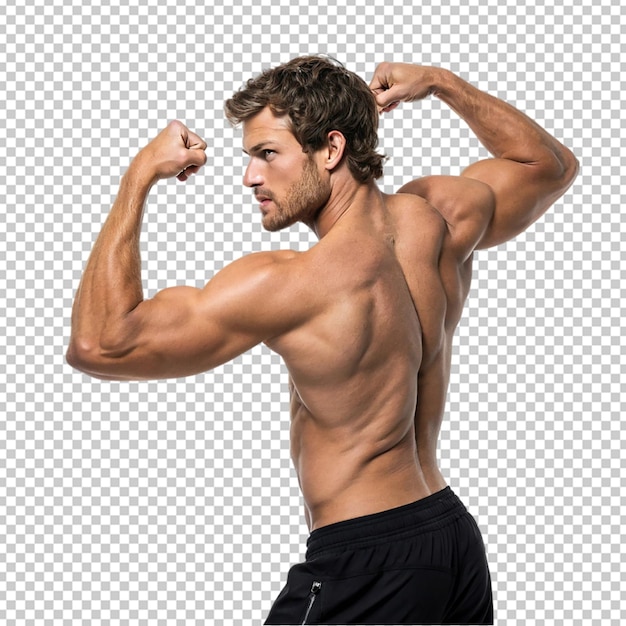 Portret van een gespierde man die poseert.