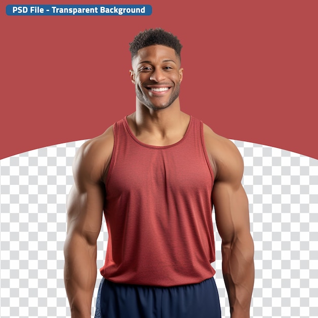 Portret van een jonge amerikaanse fitnessinstructeur in gymkleding