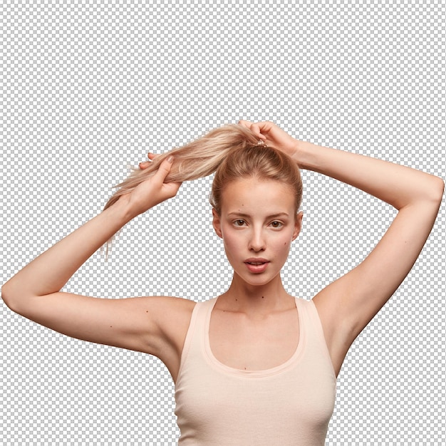 Portret van een jonge vrouw in top