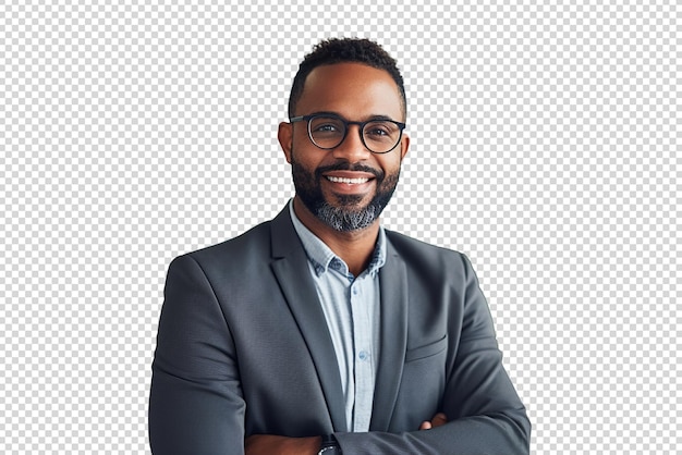 portret van een jonge zakenman geïsoleerd op transparante achtergrond