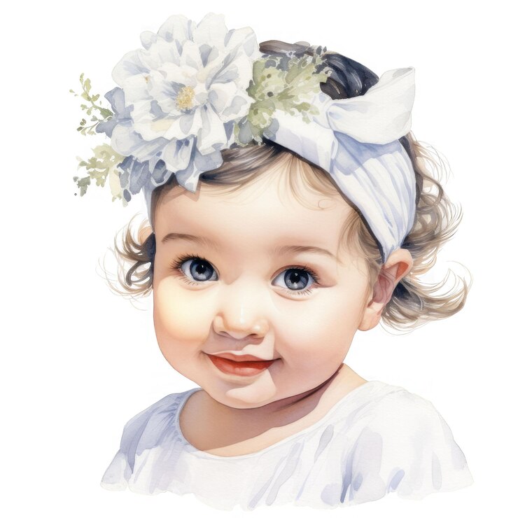 PSD portret van een meisje met een bloemen hoofdband