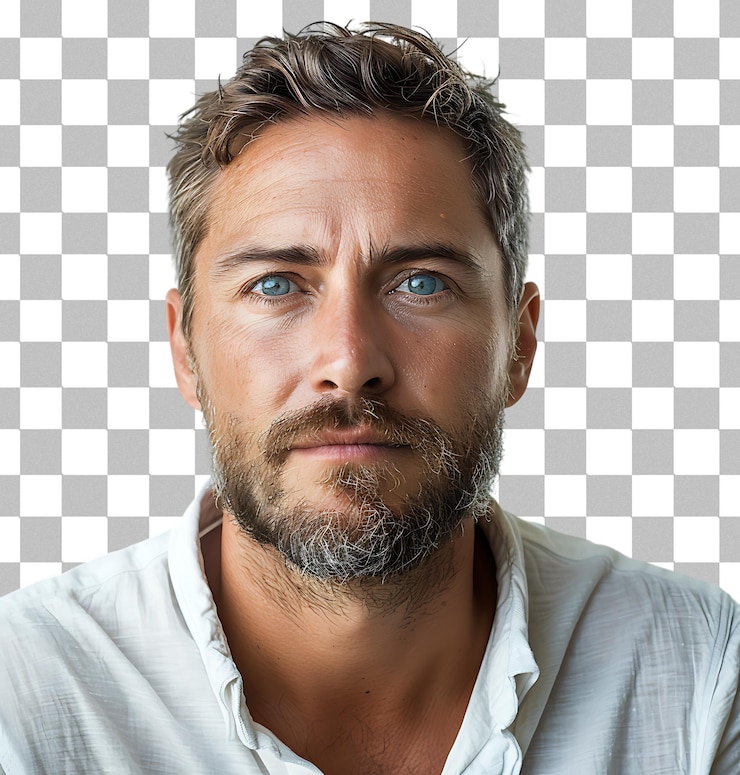 PSD portret van een volwassen man op een doorzichtige achtergrond