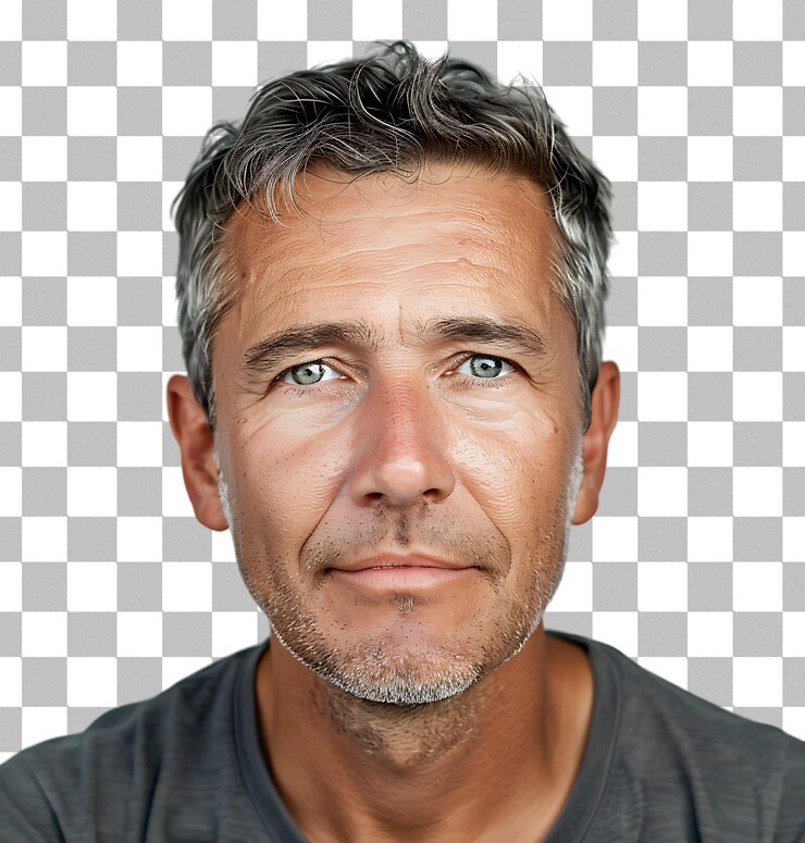 PSD portret van een volwassen man op een doorzichtige achtergrond