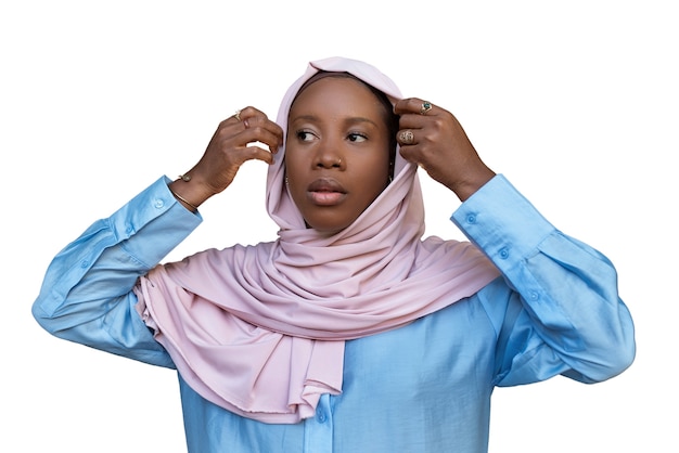 Portret van een vrouw die hijab draagt