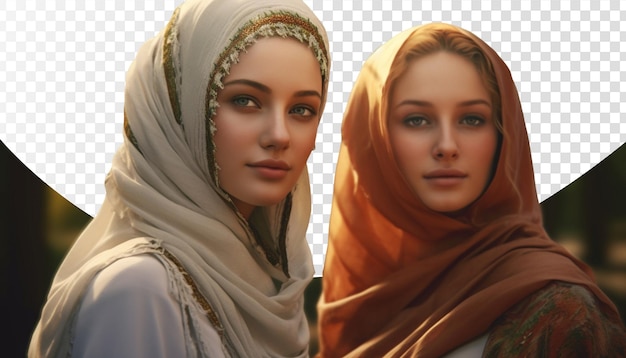 PSD portret van een vrouw met een hijab op een doorzichtige achtergrond