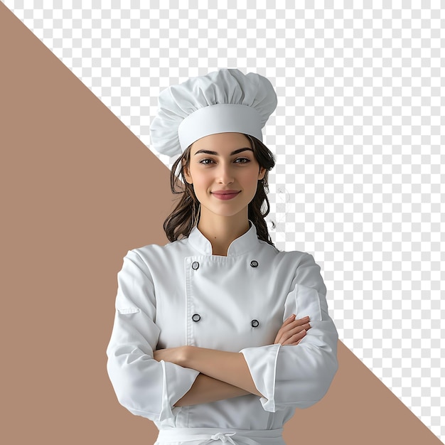 Portret van een vrouwelijke chef-kok op een doorzichtige achtergrond