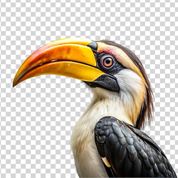 PSD portret van hornbill geïsoleerd op een doorzichtige achtergrond