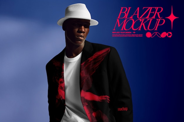 Portret van model met blazer mockup