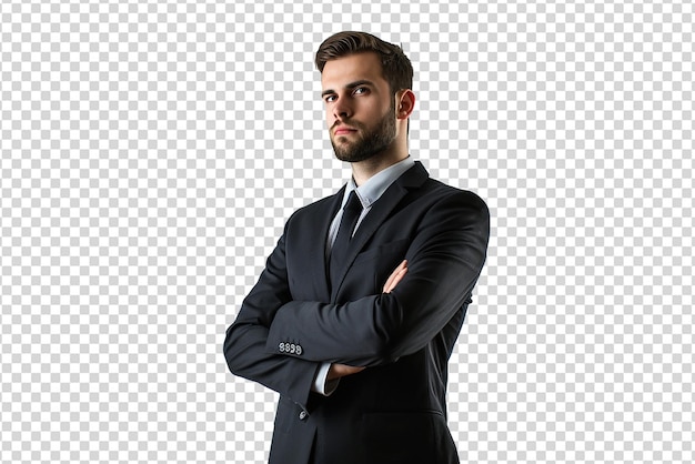 portret van zakenman arm gekruist op witte geïsoleerde achtergrond