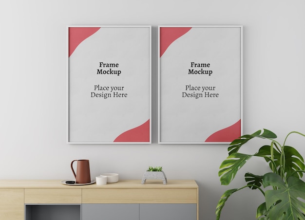 portretfoto of posterframe mockup in modern interieur