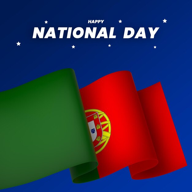 PSD portugal flag element design national independence day banner ribbon psd