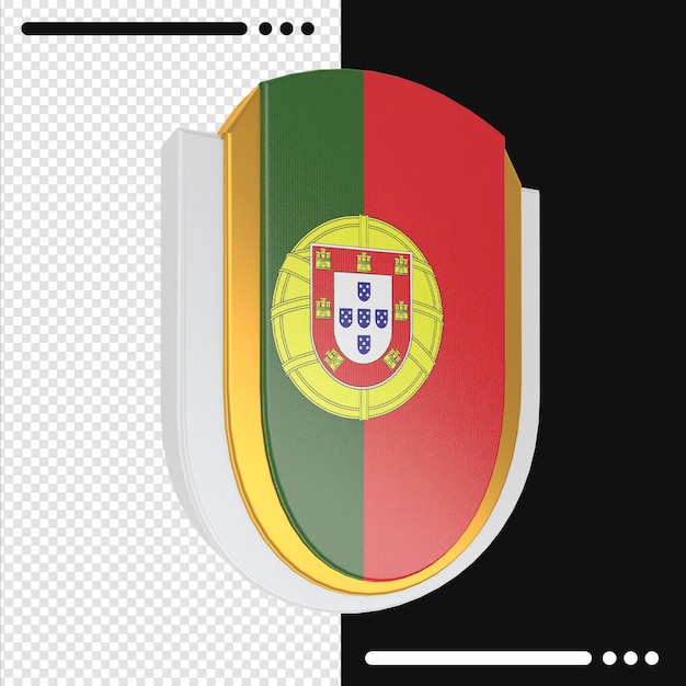 PSD 白い背景の 3 d レンダリングに分離されたポルトガルの旗