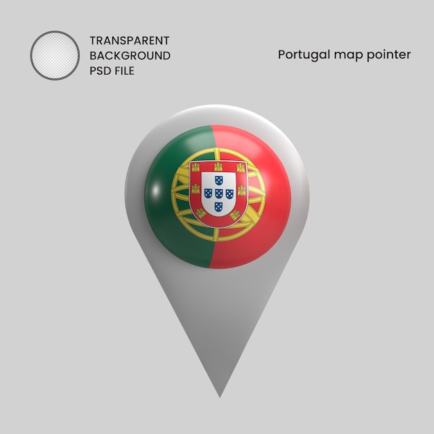 PSD portugal map pointer icon 3d