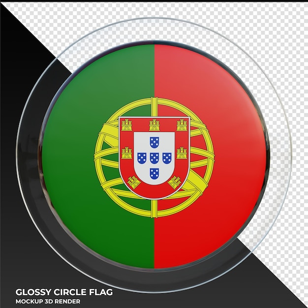 PSD portugal realistic 3d textured glossy circle flag