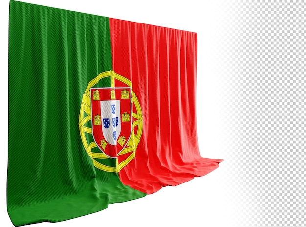 PSD portugal vlaggordijn in 3d-weergave genaamd vlag van portugal