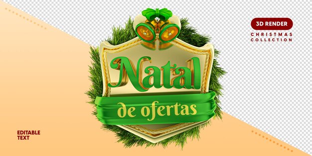 Portugees 3d-logo voor de samenstelling van de kerstverkoop