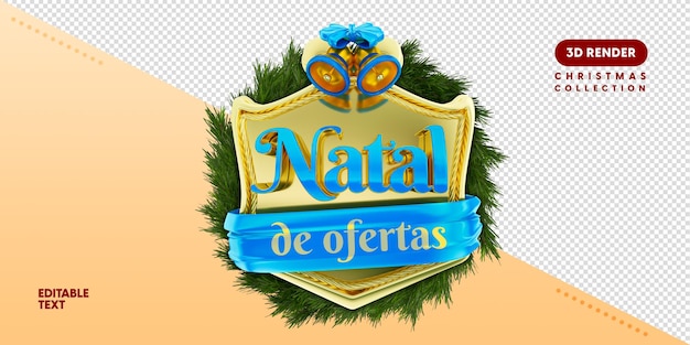 PSD portugees 3d-logo voor de samenstelling van de kerstverkoop