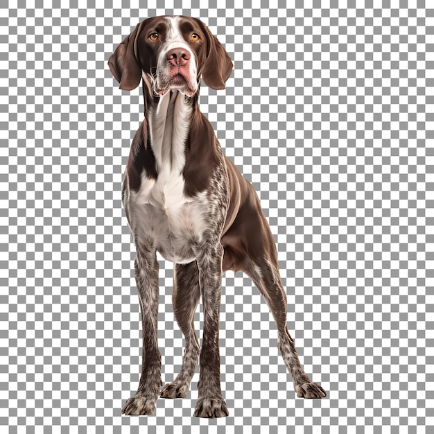 PSD portuguese pointer breed dog isolated on transparent background