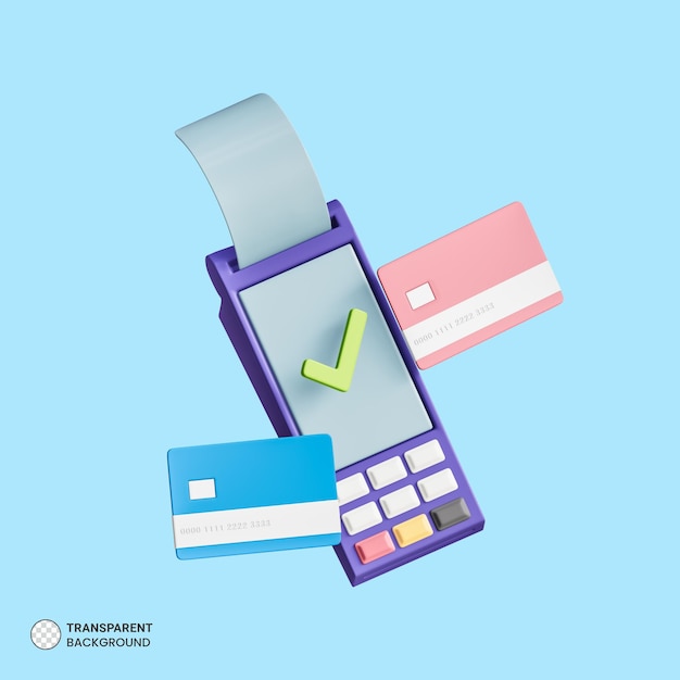 POS Card Swipe Machine pictogram geïsoleerd 3d render illustratie