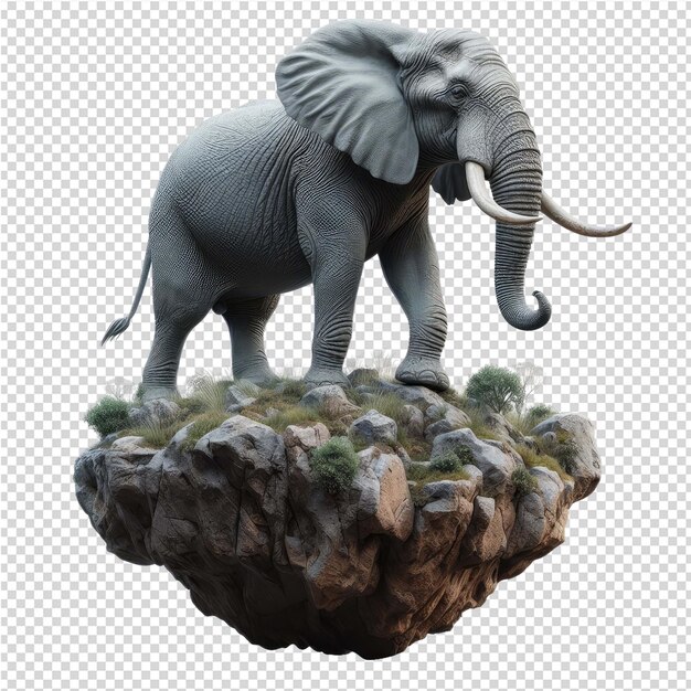 PSD posąg słonia jest pokazany na białym tle