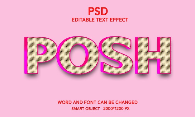 PSD posh 3d editable text effect with background