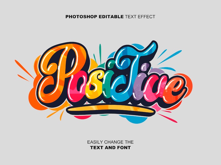 PSD positive text effect photoshop editable design