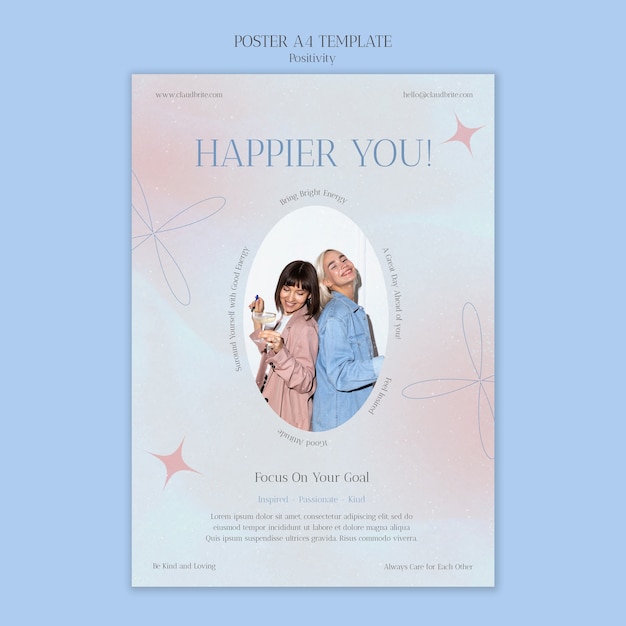 PSD positivity and heartwarming mood poster template