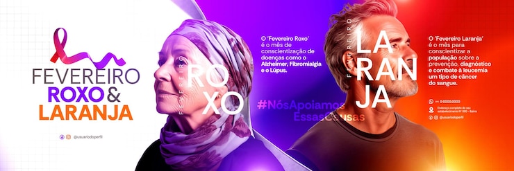 PSD пост кампании февраль roxo e laranja в бразилии февраль оранжевые и фиолетовые шаблоны psd