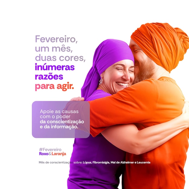 post campaign fevereiro roxo e laranja in brazil February Orange and purple psd templates