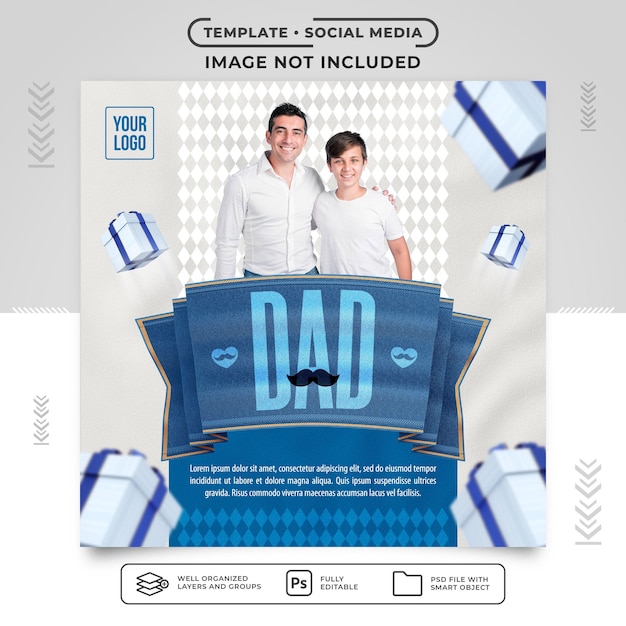 PSD post card social media feed dad to enter your message