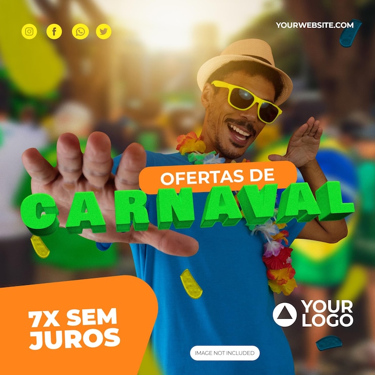 PSD post dla mediów społecznościowych let's go brazil w kierunku hex dla marketingu