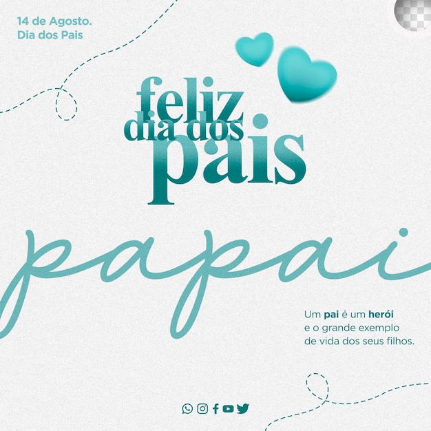 Posta il design del modello per la festa del papà in portoghese feliz dia dos pais