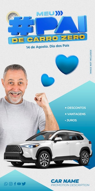 PSD post fathers day template design in portuguese feliz dia dos pais