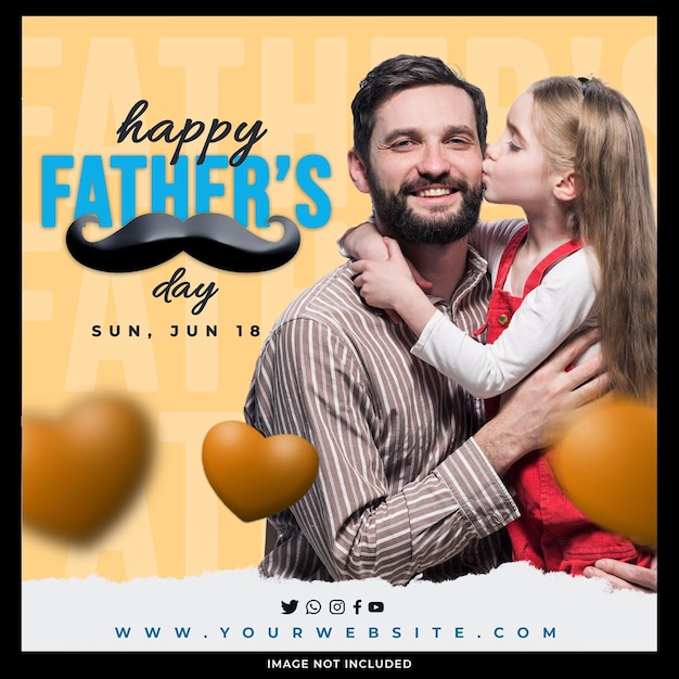 Post fathers day template design in portuguese feliz dia dos pais