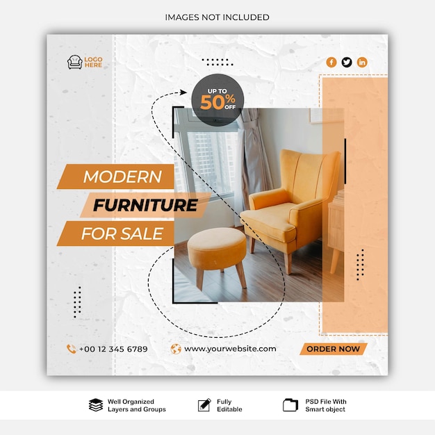 Post furniture agency for social media web post banner template psd