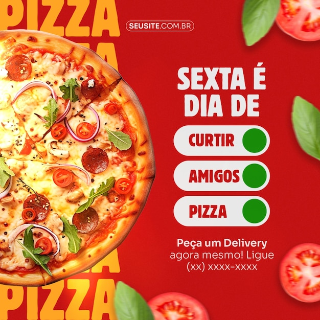 PSD post gratuito para pizzaria