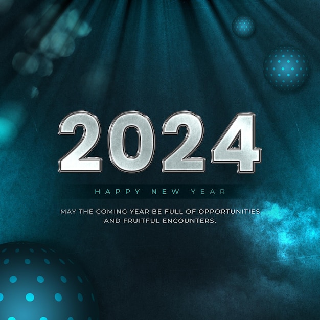 PSD post happy new year 2024 celebration wishes elegant geometric background social media post psd