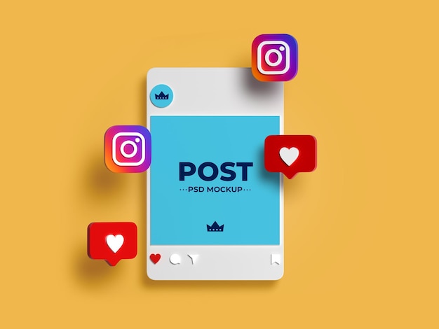 Post instagram mockup design isolated