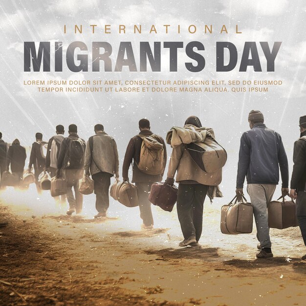 PSD post international migrants day banner design social media post banner psd